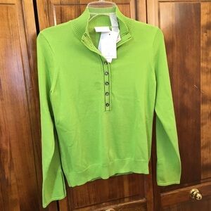 Liz Claiborne knit blouse, size SP, NWT, button sleeves, cotton, stretch